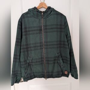 Roots Green and Gray Plaid Hoodie